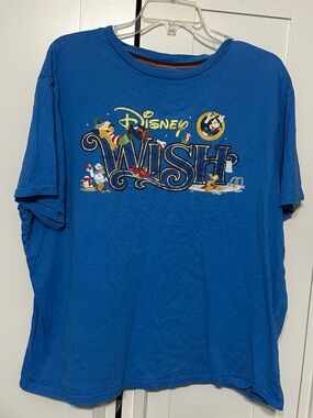 Disney Royal Blue Wish Graphic Tee with Multicolor Characters